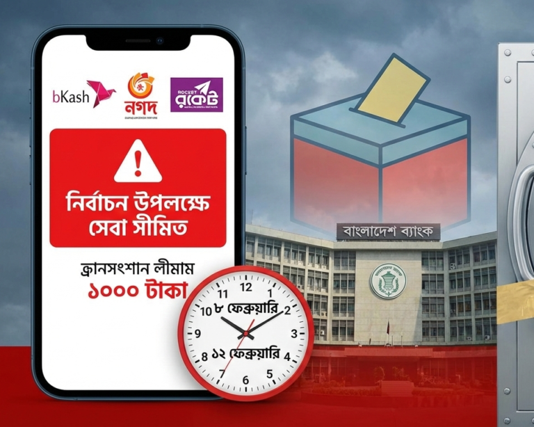 নির্বাচনের দিনগুলোতে লেনদেনে কড়াকড়ি: মোবাইল ও ইন্টারনেট ব্যাংকিং সেবায় নতুন বিধিনিষেধ