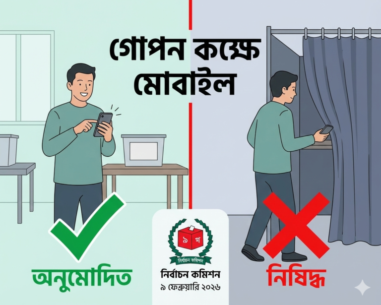 ভোটকেন্দ্রে ফোন নিয়ে বিভ্রান্তি কাটালো ইসি; ভোটকেন্দ্রের গোপন কক্ষে মোবাইল নেওয়া নিষিদ্ধ