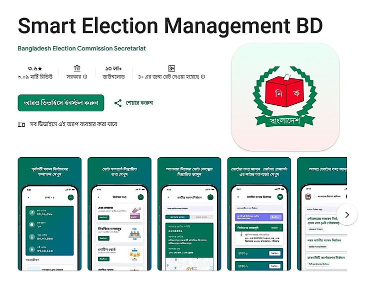 ‘স্মার্ট ইলেকশন ম্যানেজমেন্ট বিডি’ অ্যাপ ব্যবহার করে ভোট কেন্দ্রের নাম, ম্যাপ ও প্রার্থীর তথ্য জানা যাবে