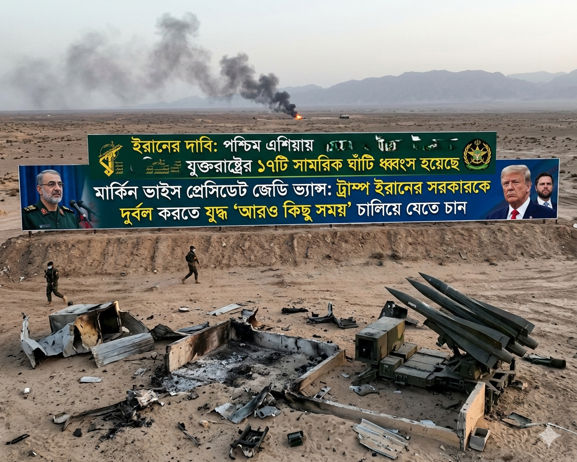 মধ্যপ্রাচ্যে ১৭ মার্কিন ঘাঁটি ধ্বংসের দাবি ইরানের, যুদ্ধ আরো কিছুদিন দীর্ঘায়িত করতে চান ট্রাম্প