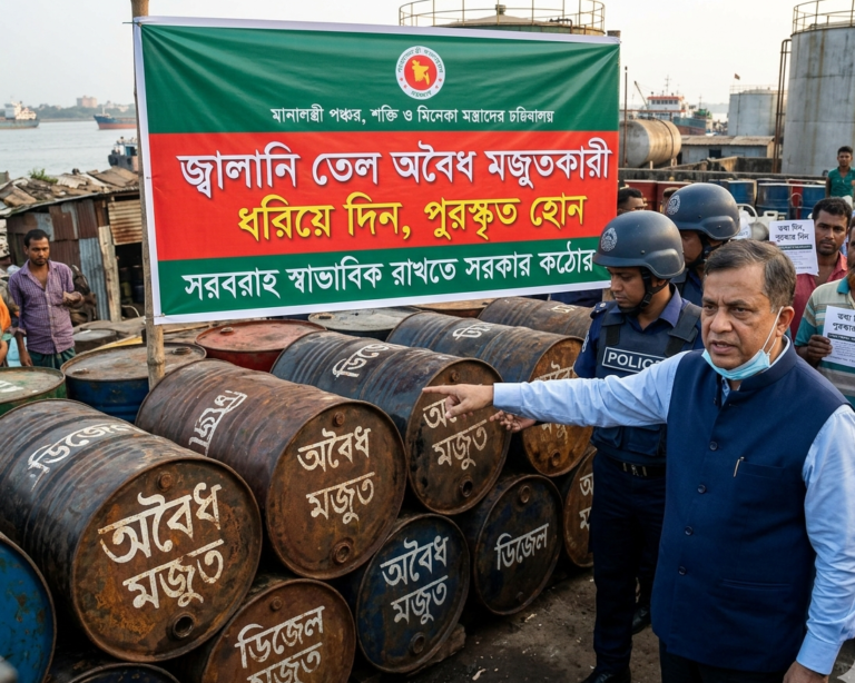 জ্বালানি তেলের অবৈধ মজুত ঠেকাতে কঠোর সরকার: তথ্য দিলেই মিলবে পুরস্কার