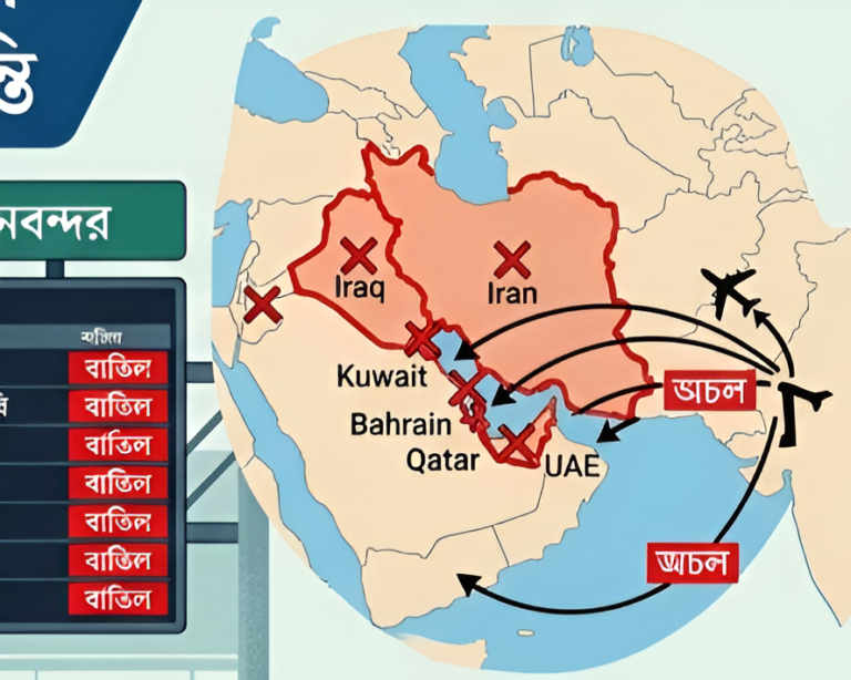 মধ্যপ্রাচ্যে আকাশসীমা বন্ধ: ঢাকা বিমানবন্দরে ৭৪টি ফ্লাইট বাতিল, চরম ভোগান্তিতে হাজারো যাত্রী