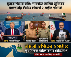 শাহবাজ-আসিম মুনিরের মধ্যস্থতায় যুদ্ধের উত্তেজনা কমলো; হামলা ২ সপ্তাহ স্থগিত করলেন ট্রাম্প