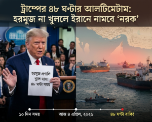 ট্রাম্পের ৪৮ ঘণ্টার আলটিমেটাম: হরমুজ না খুললে ইরানে নামবে ‘নরক’ অন্যদিকে ইরানের কঠিন হামলা
