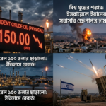 তেলের বাজারে মহাবিপর্যয়: ব্যারেল প্রতি দাম ১৫০ ডলার ছাড়ালো; ইসরায়েলে ইরানি ড্রোন ও মিসাইল হামলা