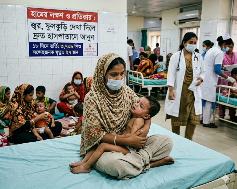 ১৮ দিনে হামের উপসর্গ নিয়ে হাসপাতালে ৩৭০০ শিশু; প্রাণ হারিয়েছে ২৭ জন