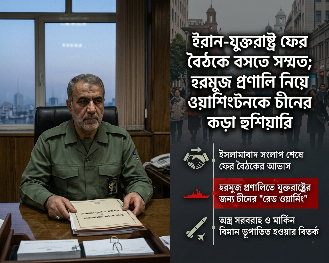 ফের ইরান-যুক্তরাষ্ট্র বৈঠকের আভাস; হরমুজ প্রণালিতে যুক্তরাষ্ট্রের জন্য চীনের ‘রেড ওয়ার্নিং’