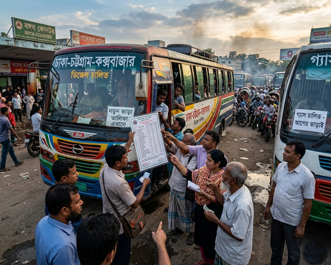বিআরটিএ’র নতুন ভাড়ার তালিকা প্রকাশ; গ্যাসচালিত বাসে বাড়তি ভাড়া নিলে ব্যবস্থা