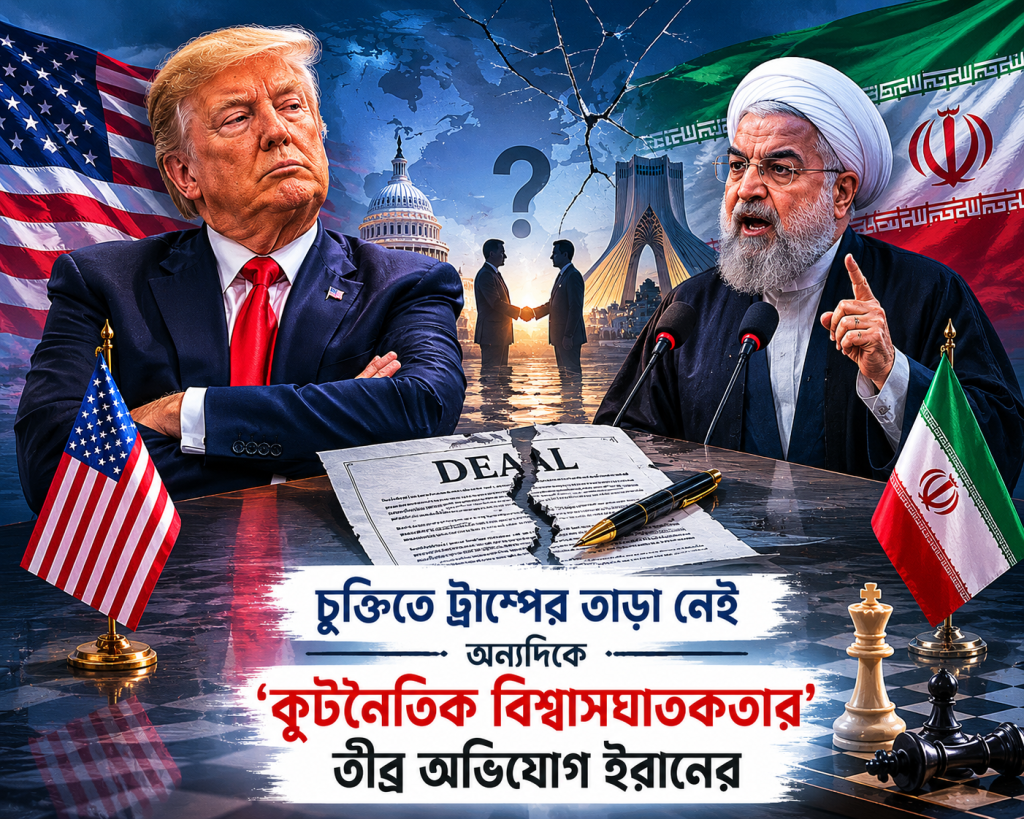 চুক্তিতে ট্রাম্পের তাড়া নেই অন্যদিকে ‘কূটনৈতিক বিশ্বাসঘাতকতার’ তীব্র অভিযোগ ইরানের