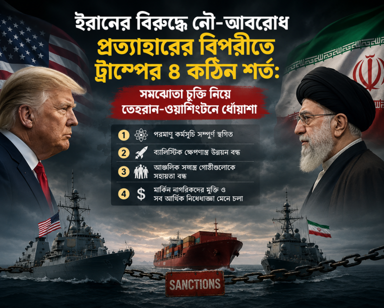 নৌ-অবরোধ প্রত্যাহারের বিপরীতে ট্রাম্পের ৪ কঠিন শর্ত: সমঝোতা চুক্তি নিয়ে তেহরান-ওয়াশিংটনে ধোঁয়াশা
