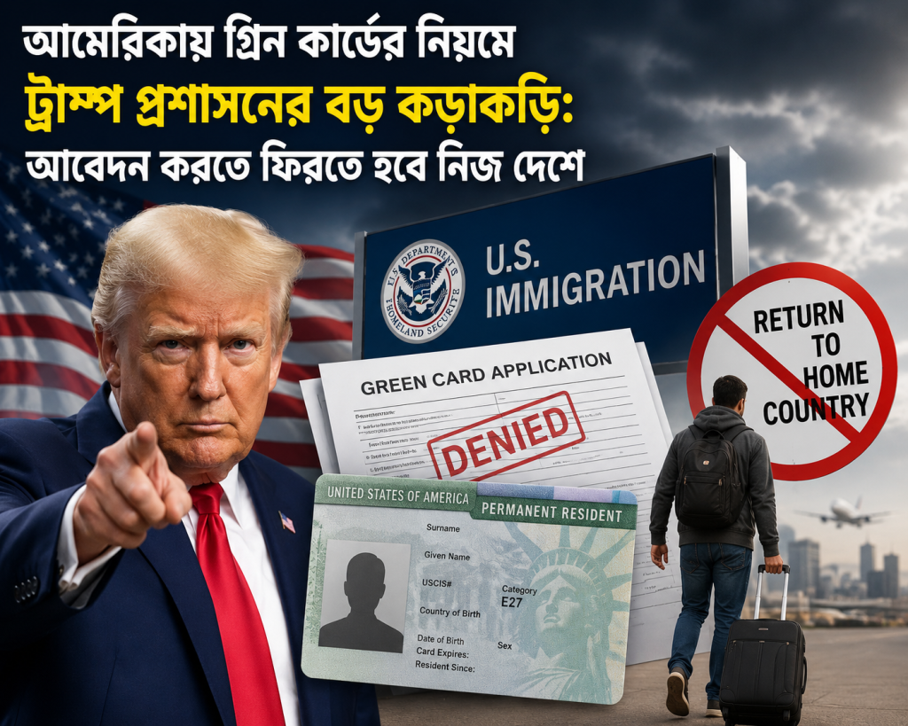 আমেরিকায় গ্রিন কার্ডের নিয়মে ট্রাম্প প্রশাসনের বড় কড়াকড়ি: আবেদন করতে ফিরতে হবে নিজ দেশে