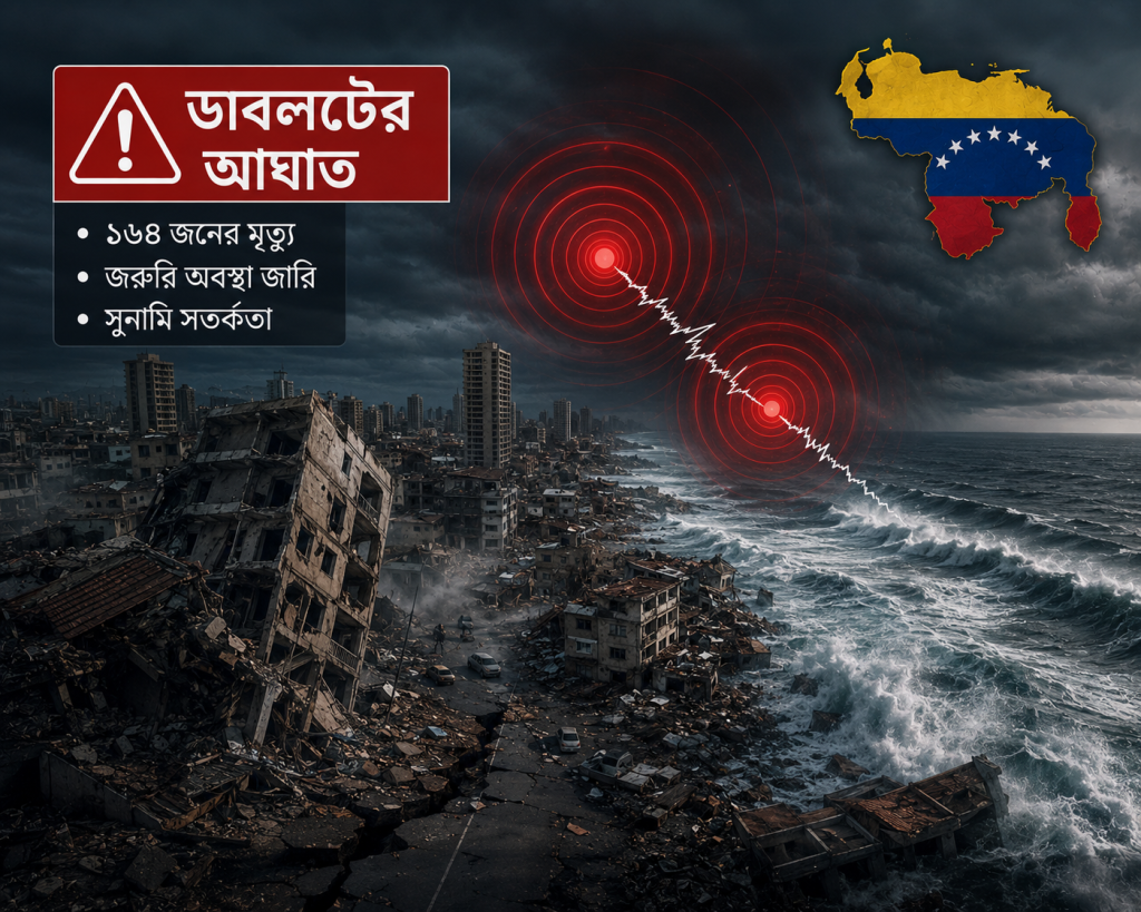 ভেনেজুয়েলায় বিরল ‘যমজ ভূমিকম্প’ বা ডাবলটের আঘাত: ১৬৪ জনের মৃত্যু, জরুরি অবস্থা ও সুনামি সতর্কতা জারি