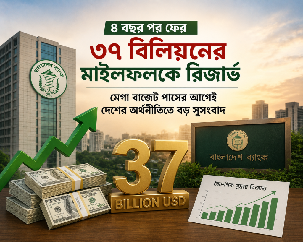 ৪ বছর পর ফের ৩৭ বিলিয়নের মাইলফলকে রিজার্ভ: মেগা বাজেট পাসের আগেই দেশের অর্থনীতিতে বড় সুসংবাদ