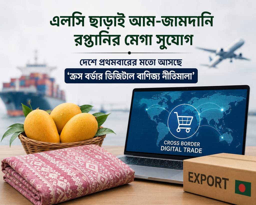 এলসি ছাড়াই দেশী পণ্য রপ্তানির সুযোগ: দেশে প্রথমবারের মতো আসছে ‘ক্রস বর্ডার ডিজিটাল বাণিজ্য নীতিমালা’